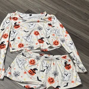 SHEIN White and Orange Pajama Set